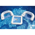 Swimline Kids Inflatable Durable Connecting Game Station Swimming Pool Toy Set with Waterproof Playing Cards, 2 Seats, and Table