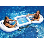 Swimline Kids Inflatable Durable Connecting Game Station Swimming Pool Toy Set with Waterproof Playing Cards, 2 Seats, and Table