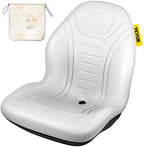 vevor universal tractor seat replacement, compact high back mower seat, grey vinyl forklift seat, central drain hole skid steer seat with mounting bolt patterns of 8" x 11.5" &amp; 11.25" x 11.5"