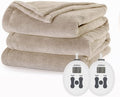 Sunbeam Ultraplush Heated Blanket | 12 Heat Settings - Queen (Beige)