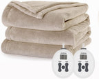 Sunbeam Ultraplush Heated Blanket | 12 Heat Settings - Queen (Beige)