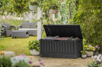 Kent92 Gallon Resin Deck Box-Organization and Storafor Patio Furniture Outdoor Cushions, Throw Pillows, Garden Tools and Pool Floats, Dark Grey