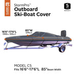 StormPro Charcoal Outboard Ski-Boat Cover Fits 16 ft. 6 in. - 17 ft. 6 in. L, Beam Width to 85 in. W (Model C5)