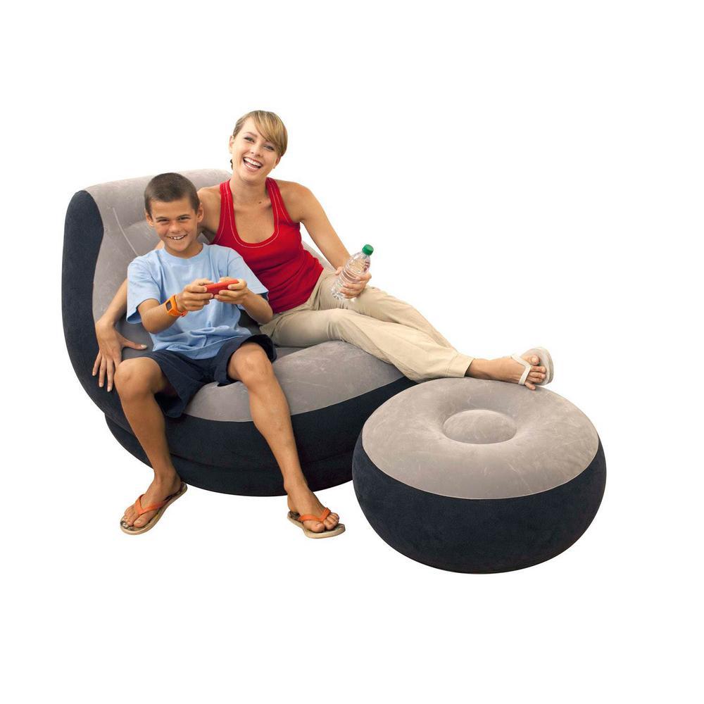 Inflatable Queen Size Sofa Bed + Inflatable LounChair and Ottoman Set