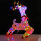 Elk Christmas Decorations 110cm Running Reindeer LED Light Warm White Light Up Plush Cotton Iron Frame Indoor Outdoor,White Light