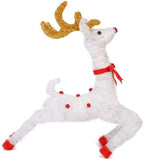 Elk Christmas Decorations 110cm Running Reindeer LED Light Warm White Light Up Plush Cotton Iron Frame Indoor Outdoor,White Light