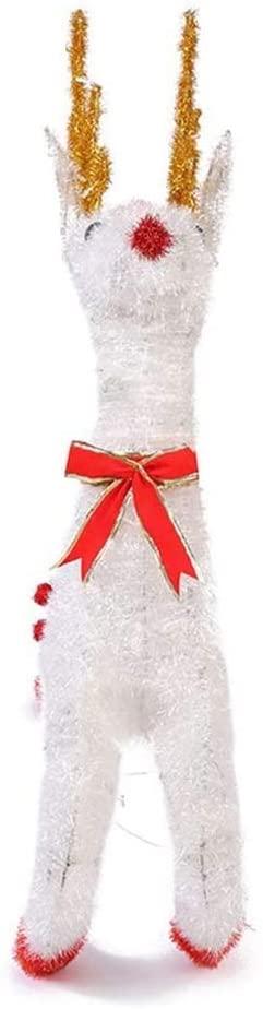 Elk Christmas Decorations 110cm Running Reindeer LED Light Warm White Light Up Plush Cotton Iron Frame Indoor Outdoor,White Light