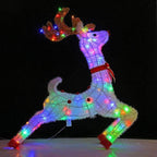 Elk Christmas Decorations 110cm Running Reindeer LED Light Warm White Light Up Plush Cotton Iron Frame Indoor Outdoor,White Light