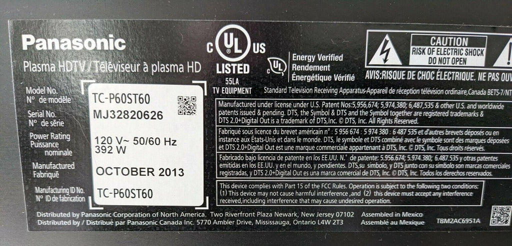 panasonic tc p60st60  60 inch plasma tv