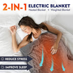 Weighted Electric Heated Blanket ( 15 lbs, 48"x72", Twin Size ), Heavy Heated Throw with Premium Glass Beads, Cozy Soft Flannel, 10 Heating Settings, Gray