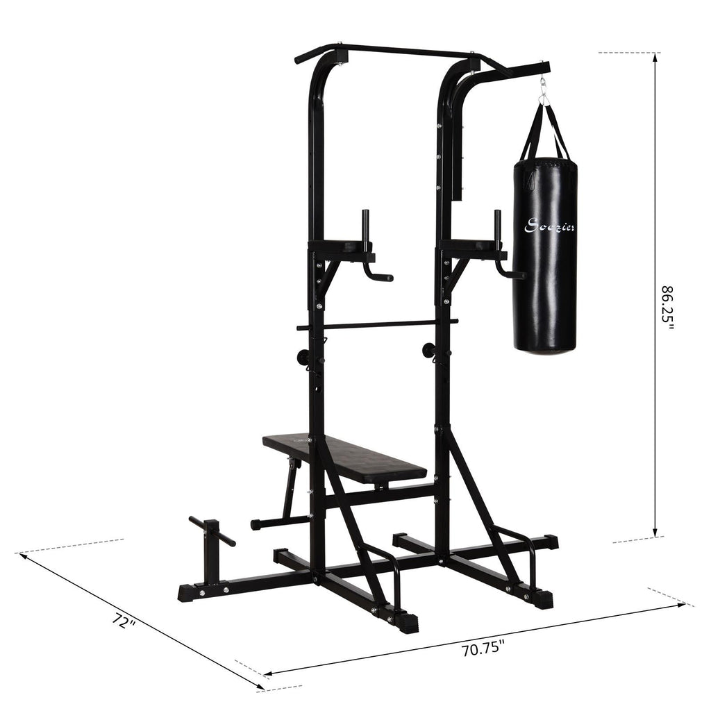 Aibecy 86" Multi Function Full Body Power Tower Home Gym with Punching Bag