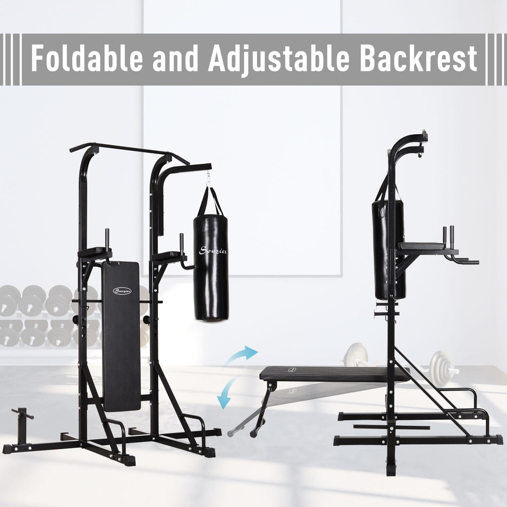 Aibecy 86" Multi Function Full Body Power Tower Home Gym with Punching Bag