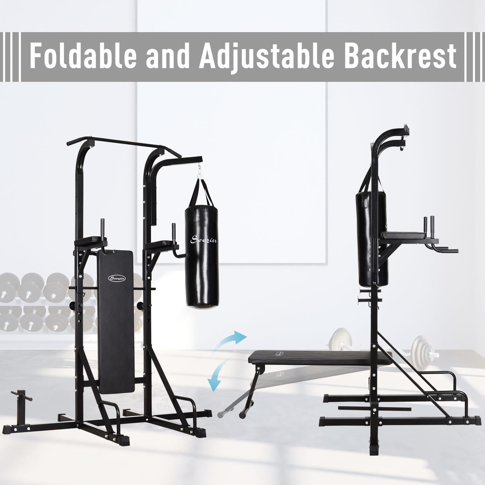 Aibecy 86" Multi Function Full Body Power Tower Home Gym with Punching Bag