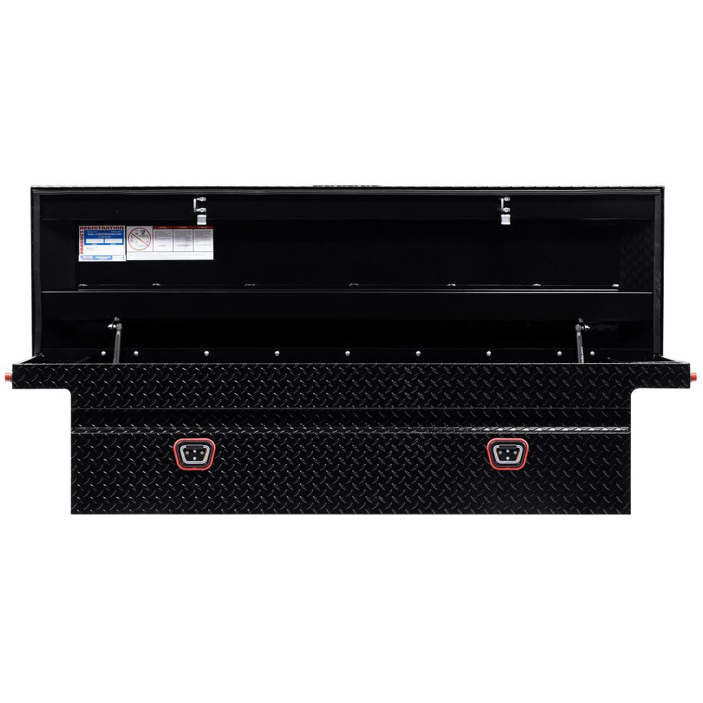 Model 121-5-04 Saddle Truck Box, Aluminum, for Full Size Trucks, Low Profile, Gloss Black, 11.0 cu ft Capacity