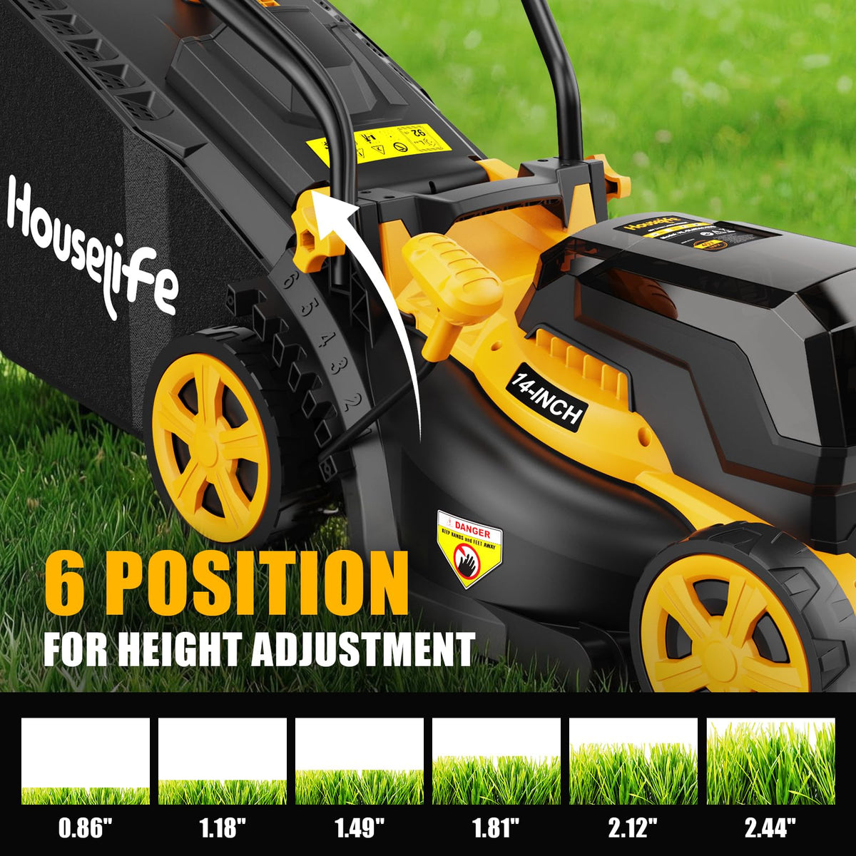 40V Cordless Lawn Mower Compatible with Dewalt 2x20V MAX Battery, 14 Inch Electric Lawn Mower with 35L Grass Bag, 6-Position Height Adjustment, Foldable Push Mower for Yard (Tool Only)