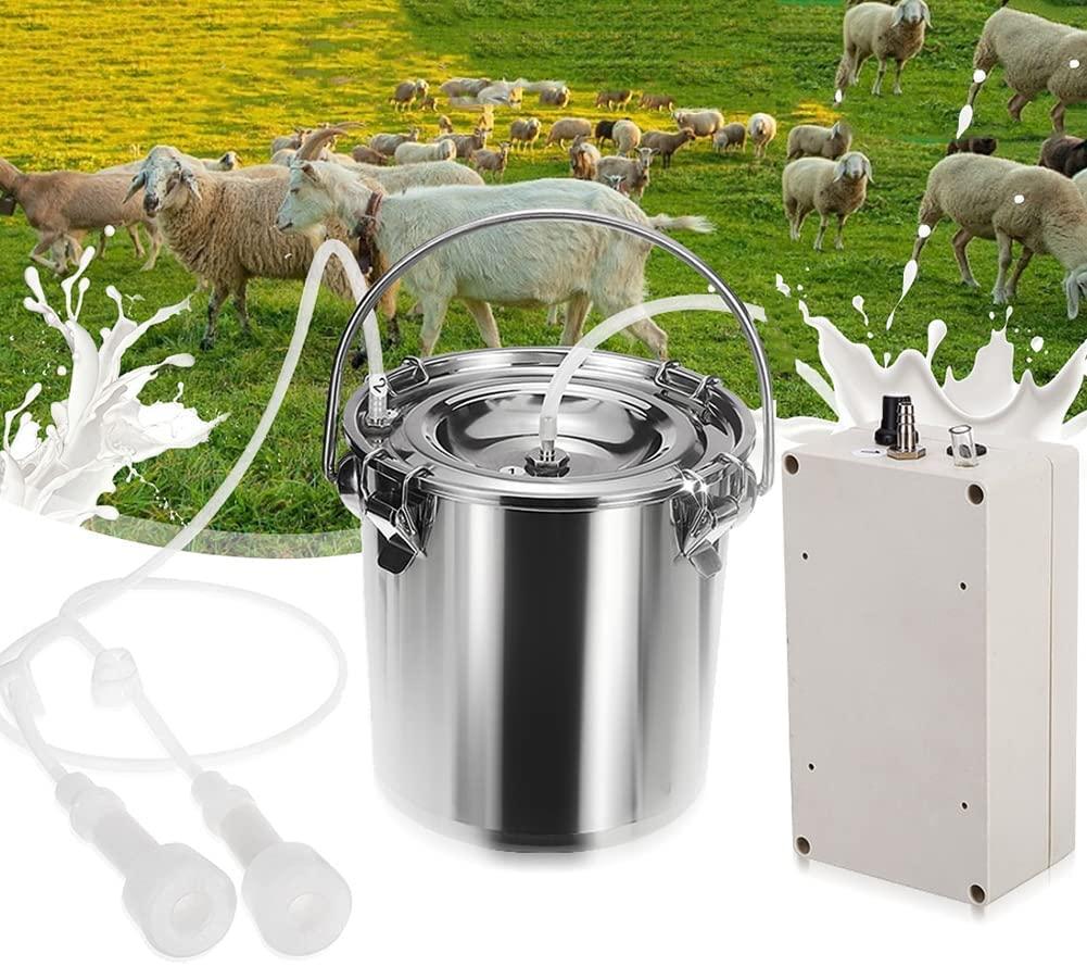 wangle portable cow milking machine, 7l/3l pulsation vacuum pump milker for farms, electric livestock milking equipment kit w/smart auto-stop milking,3l