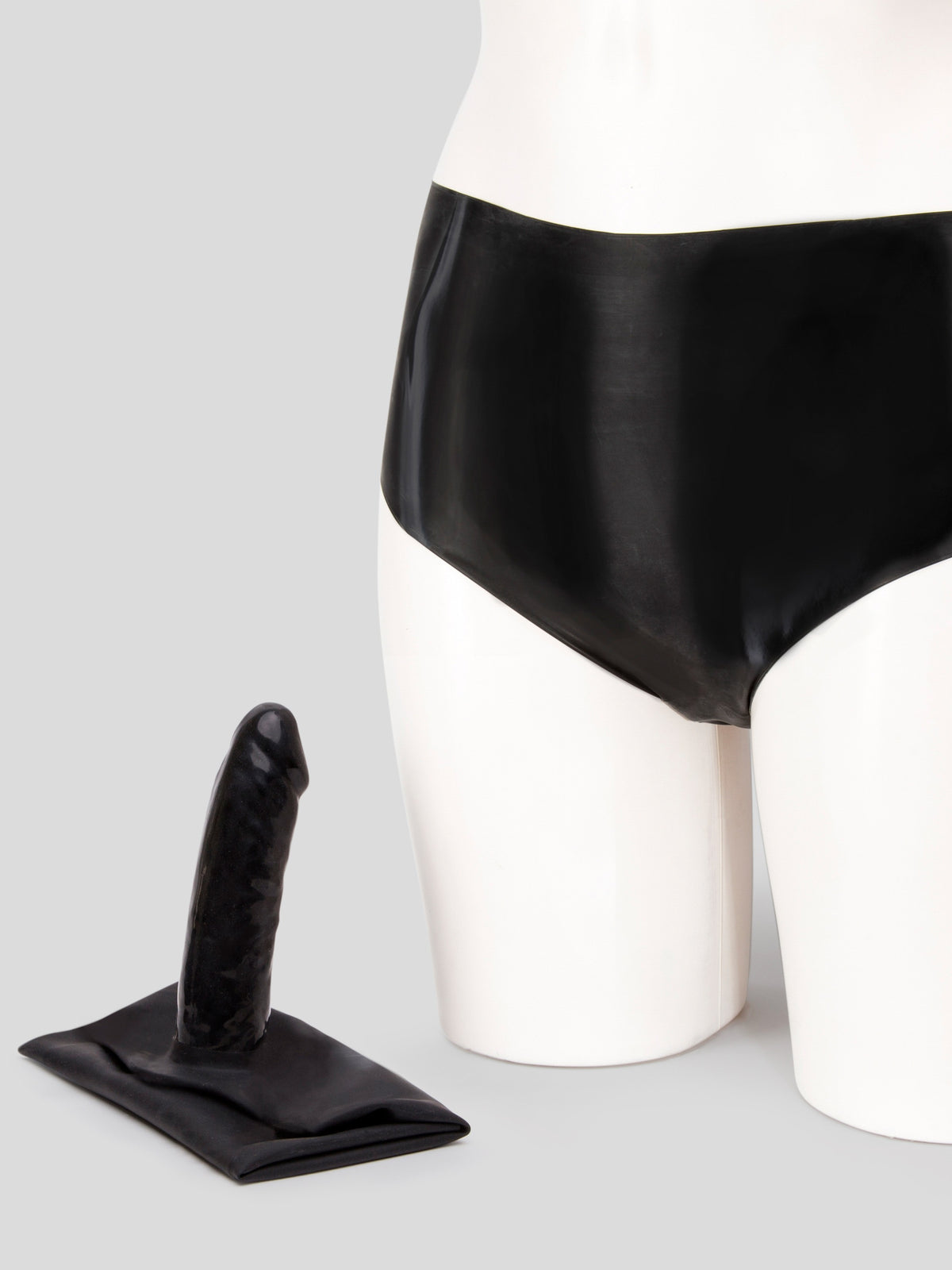 Renegade Rubber Latex Anal Penetrator Dildo Pants, Black