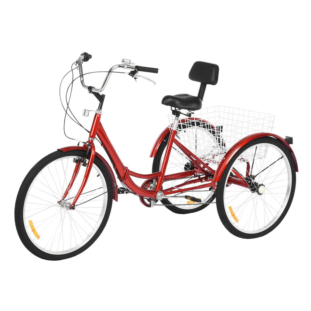 Hotwon Adult Foldable Tricycle Cruiser Bike 26-in Wheels 7 Speed With Cargo Basket