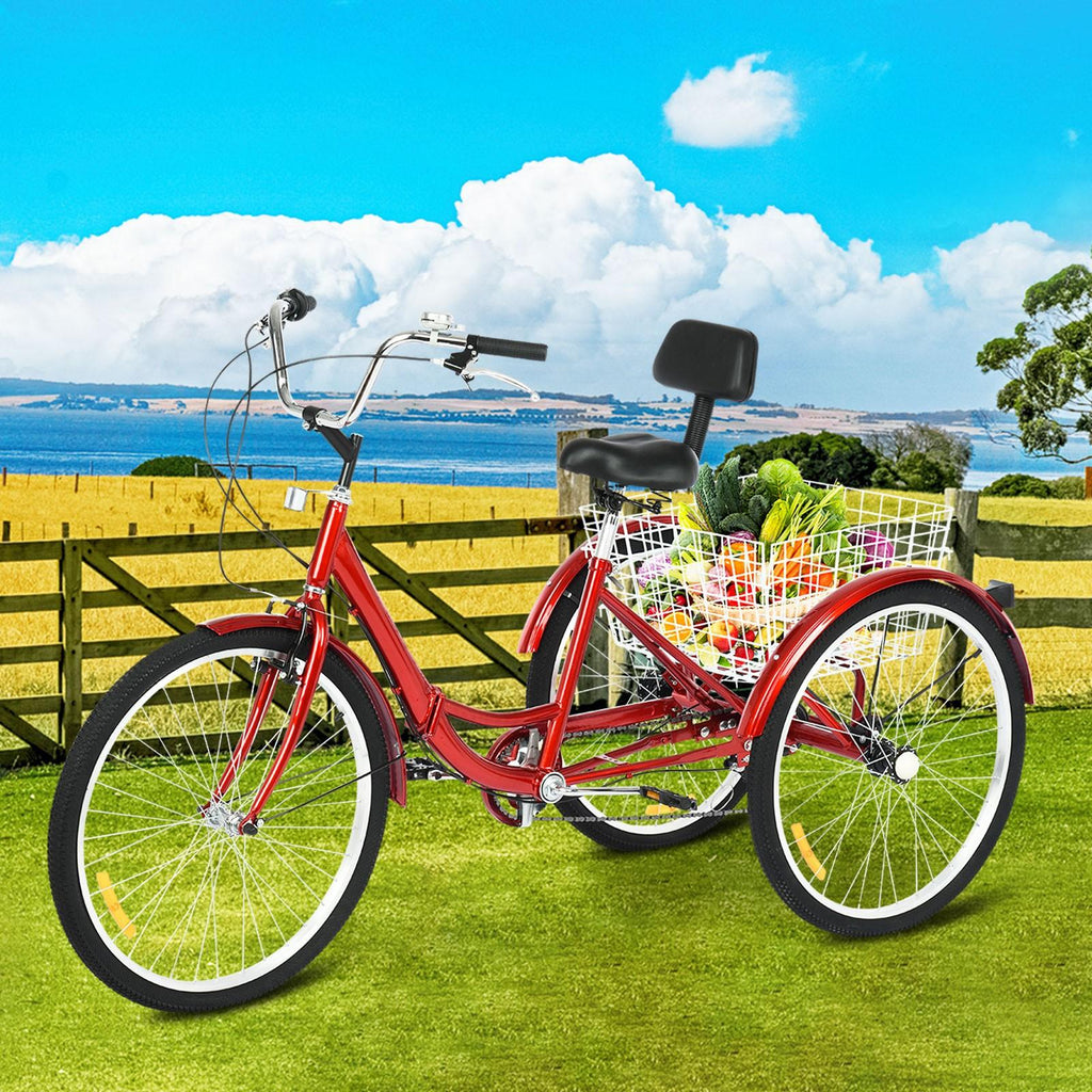 Hotwon Adult Foldable Tricycle Cruiser Bike 26-in Wheels 7 Speed With Cargo Basket