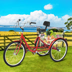 Hotwon Adult Foldable Tricycle Cruiser Bike 26-in Wheels 7 Speed With Cargo Basket