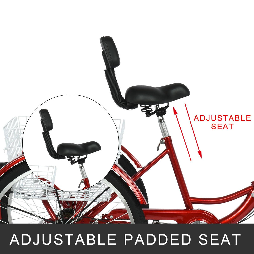 Hotwon Adult Foldable Tricycle Cruiser Bike 26-in Wheels 7 Speed With Cargo Basket