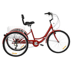 Hotwon Adult Foldable Tricycle Cruiser Bike 26-in Wheels 7 Speed With Cargo Basket