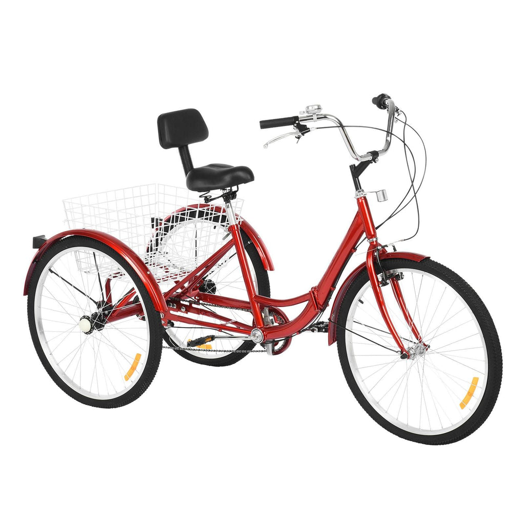 Hotwon Adult Foldable Tricycle Cruiser Bike 26-in Wheels 7 Speed With Cargo Basket
