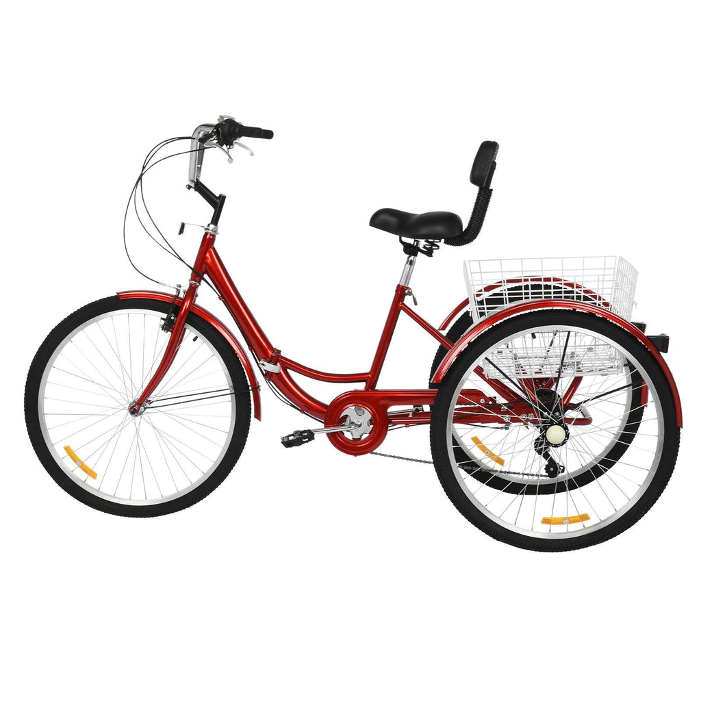 Hotwon Adult Foldable Tricycle Cruiser Bike 26-in Wheels 7 Speed With Cargo Basket