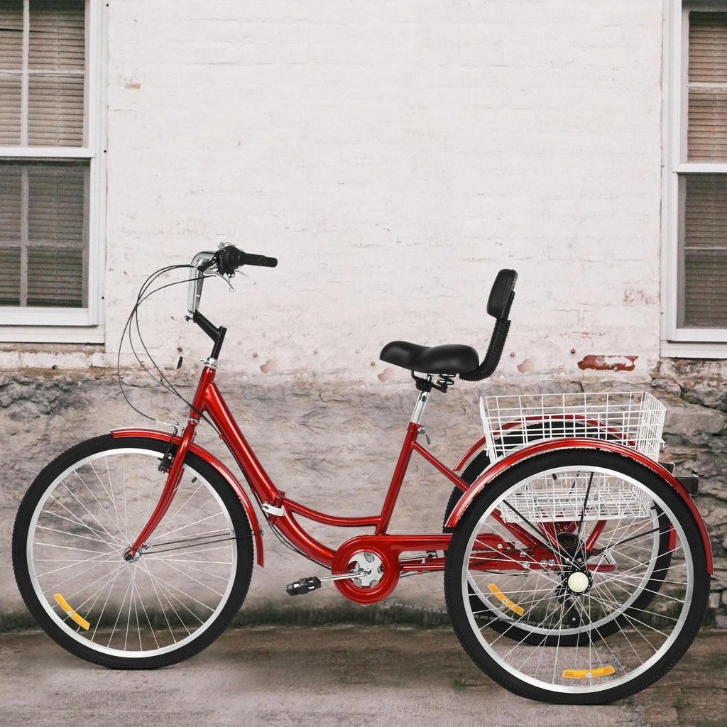 Hotwon Adult Foldable Tricycle Cruiser Bike 26-in Wheels 7 Speed With Cargo Basket