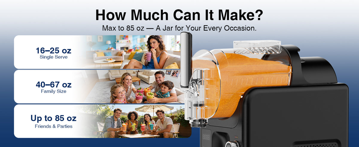 Slushie Machine & Ice Cream Maker Machine 2-IN-1, 6 Modes for Smoothies, Milkshakes, Cocktails, Margarita, and Ice Cream, No Ice Needed, Self-Cleaning, For Home Use