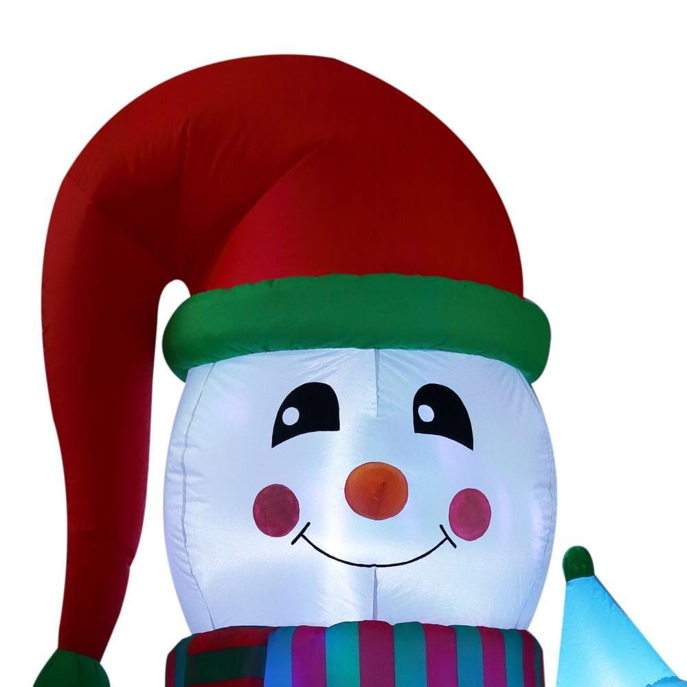 8 ft. Inflatable Snowman with Penguins