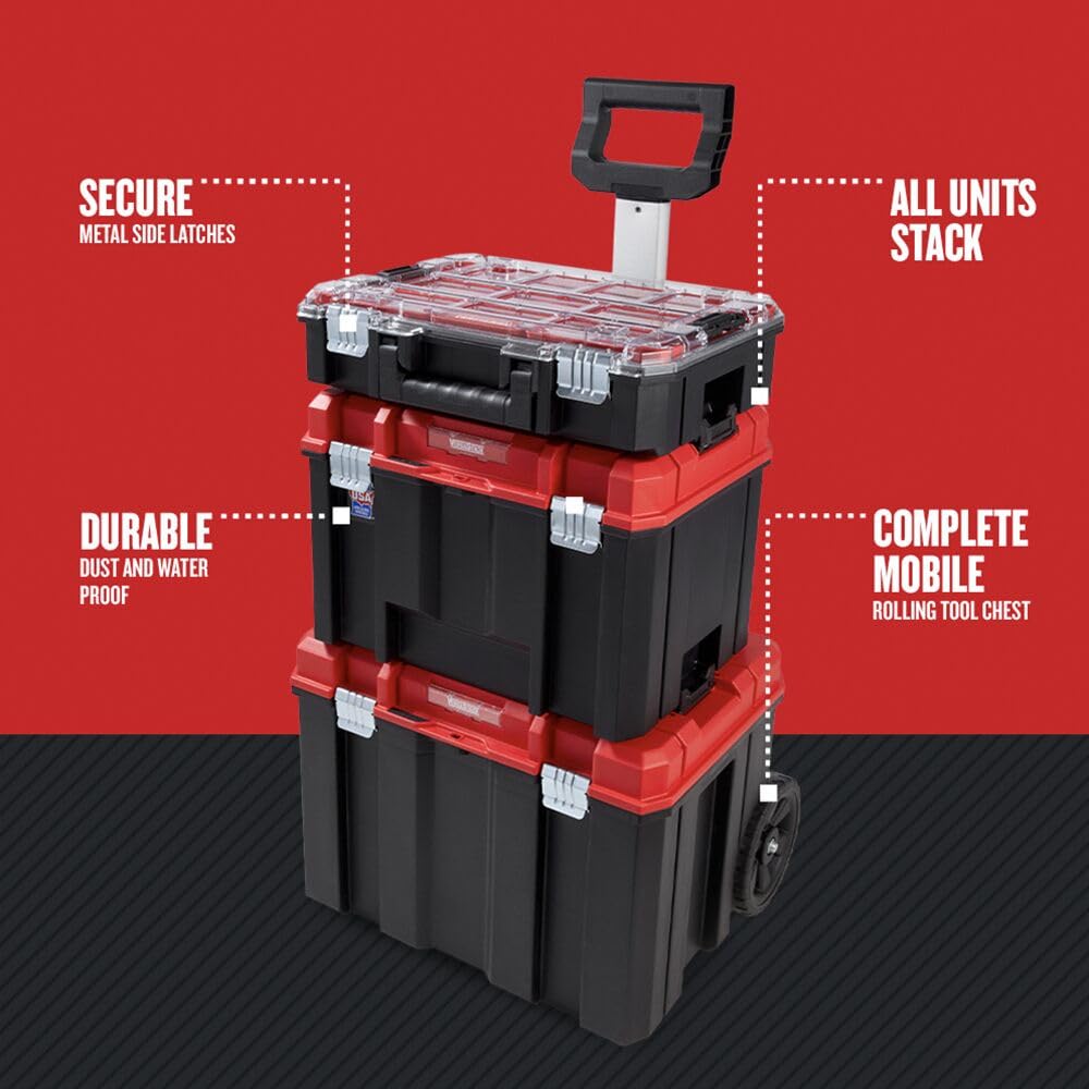 VERSASTACK 17.126-in Metal Wheels Lockable Tool Box