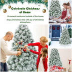 Costway 6 ft Premium Hinged Artificial Christmas Tree Snowy Pine Needles with 586 Branches