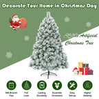 Costway 6 ft Premium Hinged Artificial Christmas Tree Snowy Pine Needles with 586 Branches