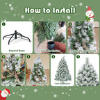 Costway 6 ft Premium Hinged Artificial Christmas Tree Snowy Pine Needles with 586 Branches