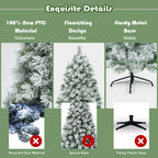 Costway 6 ft Premium Hinged Artificial Christmas Tree Snowy Pine Needles with 586 Branches