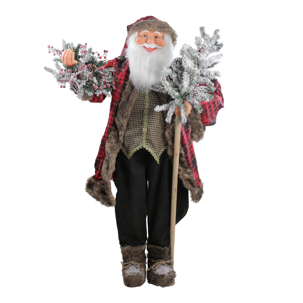Northlight 5 ft. Standing Jolly Santa Claus with Alpine Tree and Wreath