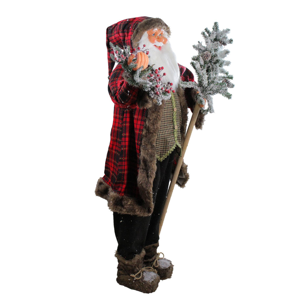 Northlight 5 ft. Standing Jolly Santa Claus with Alpine Tree and Wreath