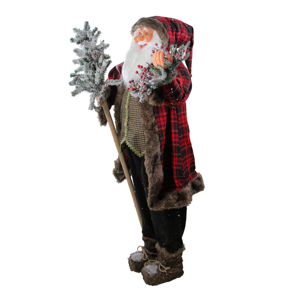 Northlight 5 ft. Standing Jolly Santa Claus with Alpine Tree and Wreath