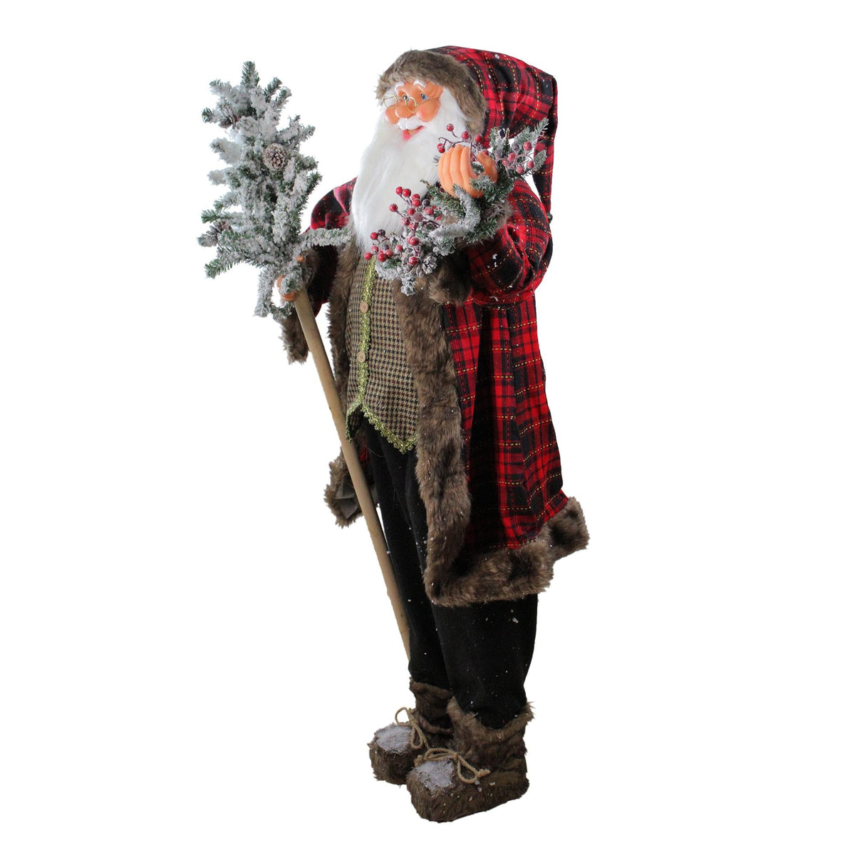 Northlight 5 ft. Standing Jolly Santa Claus with Alpine Tree and Wreath