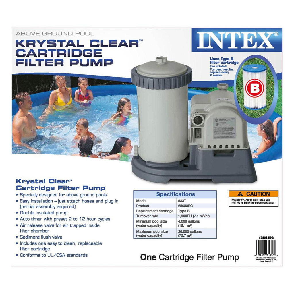 intex krystal clear 2500 gph pool filter cartridge pump with timer (2 pack)
