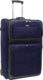 Conventional II Softside Expandable Rugged Rolling Upright Suitcase, Lightweight Travel Luggage, Navy, Checked-Large 30-Inch