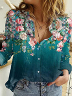 Floral Print Loose Casual Long Sleeve Blouse