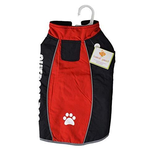 Outdoor Dog Toggle Plaid Trim Dog Coat - Black (6 Pack)
