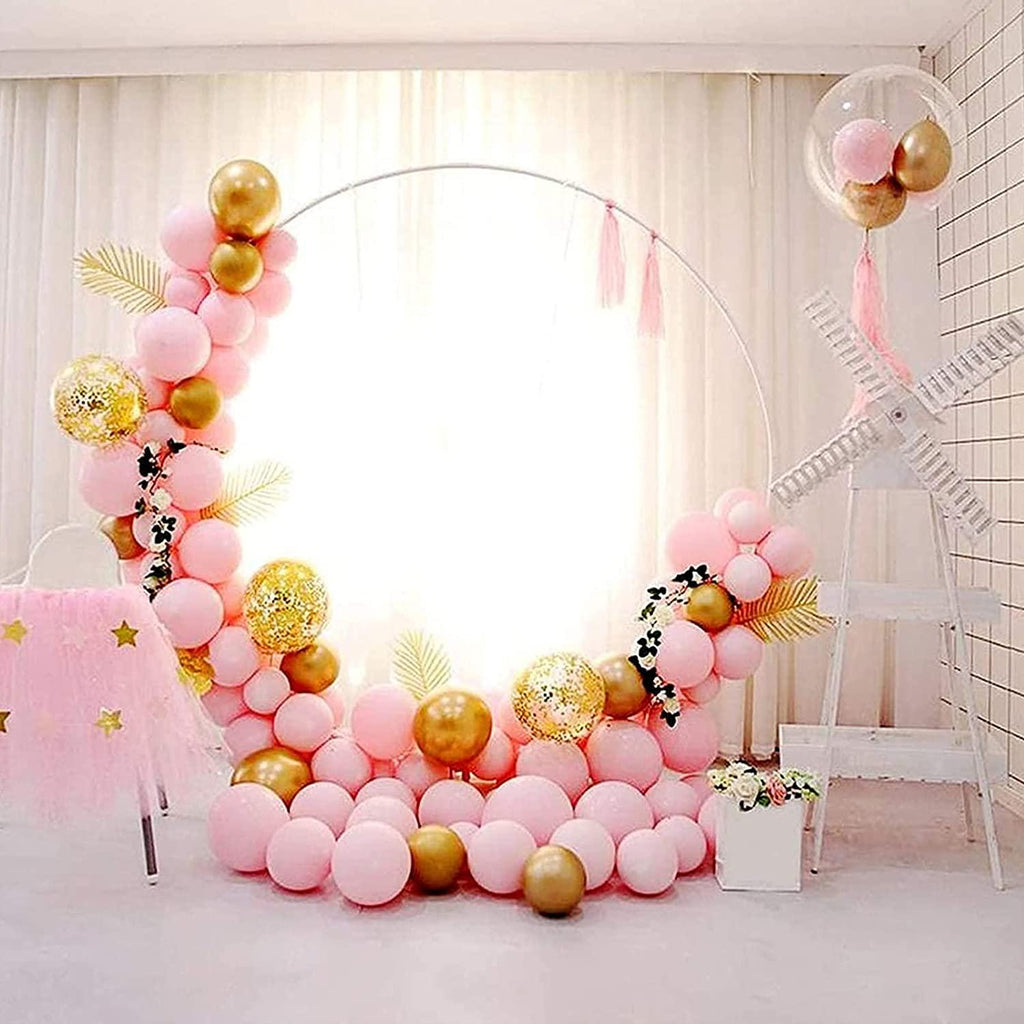 ZWJ Birthday Party Decoration Arch Outdoor Wedding Backdrop for Reception Arch Iron Product Wedding Christmas Bachelor Party Decoration Available,White,1.8m