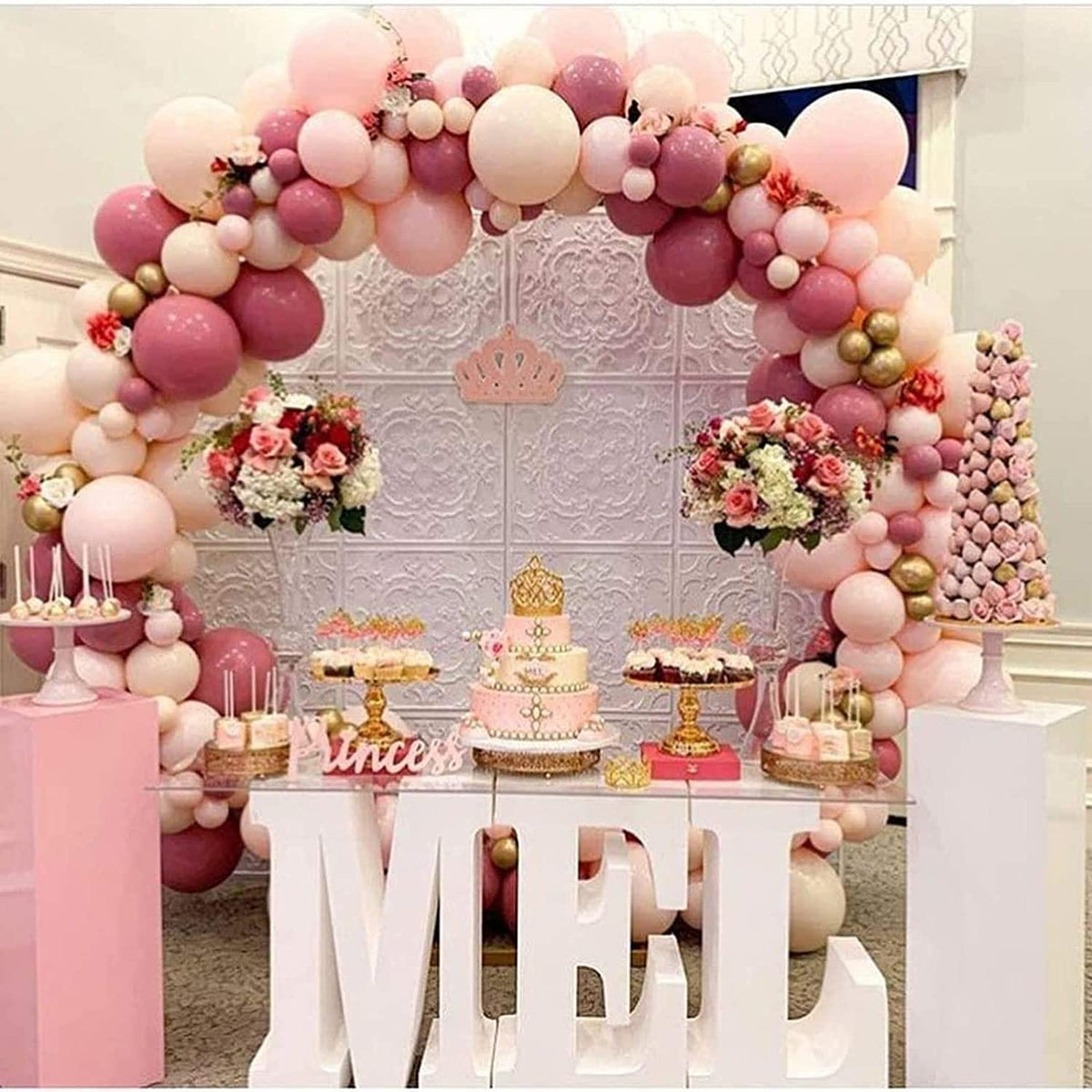 ZWJ Birthday Party Decoration Arch Outdoor Wedding Backdrop for Reception Arch Iron Product Wedding Christmas Bachelor Party Decoration Available,White,1.8m