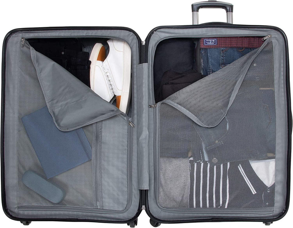 Nottingham Lightweight Hardside 4-Wheel Spinner Travel Luggage, Navy, 28-inch Checked