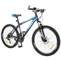 Blue 26 Inch Wheels 21 Speeds Men's Mountain Bike Hardtail , Lightweight Aluminum Frame MTB Bicycle with Dual Disc Brakes, Adult Bike for Men with 100mm Travel Front Suspension Fork