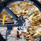 Blue 26 Inch Wheels 21 Speeds Men's Mountain Bike Hardtail , Lightweight Aluminum Frame MTB Bicycle with Dual Disc Brakes, Adult Bike for Men with 100mm Travel Front Suspension Fork