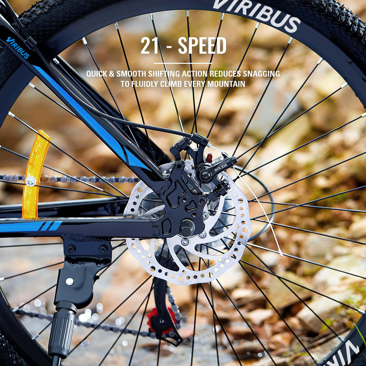 Blue 26 Inch Wheels 21 Speeds Men's Mountain Bike Hardtail , Lightweight Aluminum Frame MTB Bicycle with Dual Disc Brakes, Adult Bike for Men with 100mm Travel Front Suspension Fork